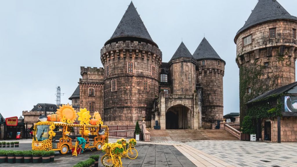 Explore the enchanting architecture of Ba Na Hills' castle in Da Nang, Vietnam. Perfect for travel enthusiasts.